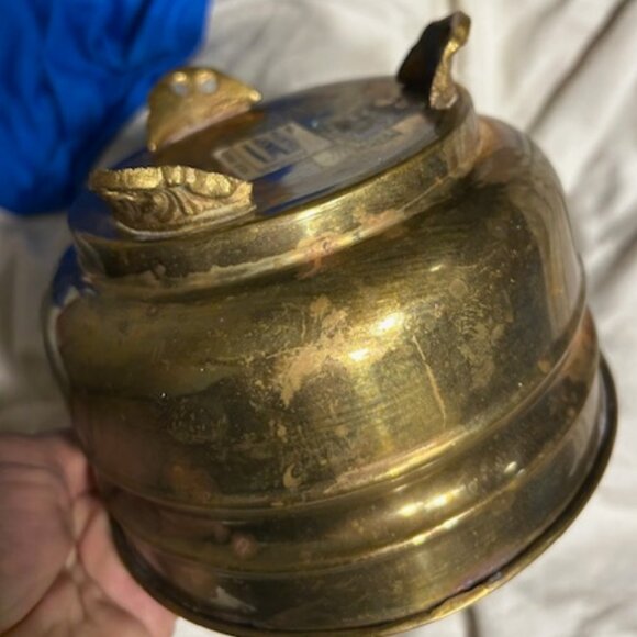 4.5" solid brass vintage pot container planter decor decoration boho - Picture 4 of 5